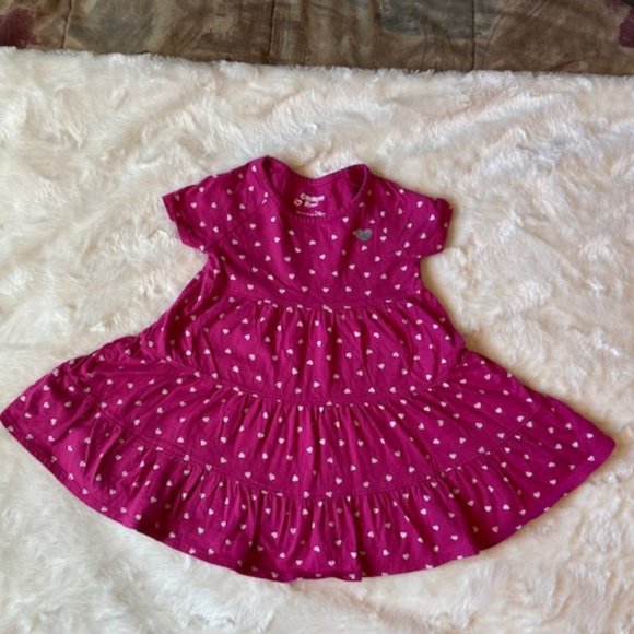 2/$25 OshKosh B'gosh Fuschia with hearts dress Size 24 MTHS - Picture 1 of 8